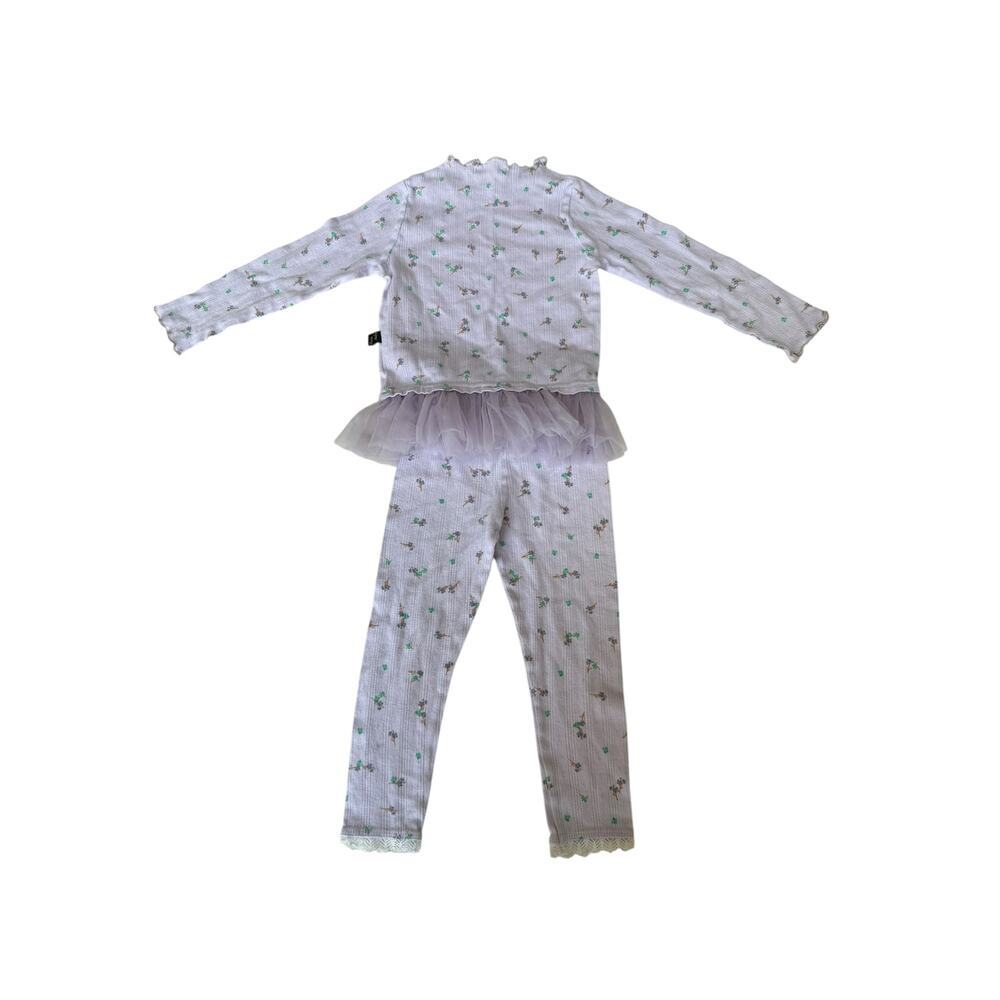 Petite Hailey Baby White Poppy Tutu Ruffle Top and Lace Bottom Set Size 2